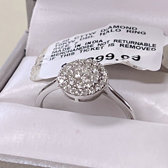 0.50 Cttw Natural Diamond Double Halo Engagement Wedding Ring 10K White Gold CI - Picture 11 of 12